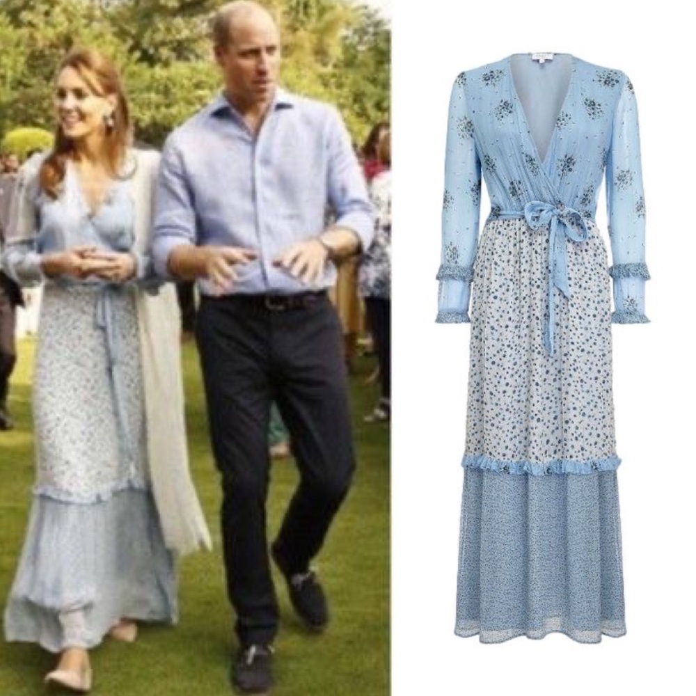 NWT Ghost London Avery blue dress ASO Kate Middleton